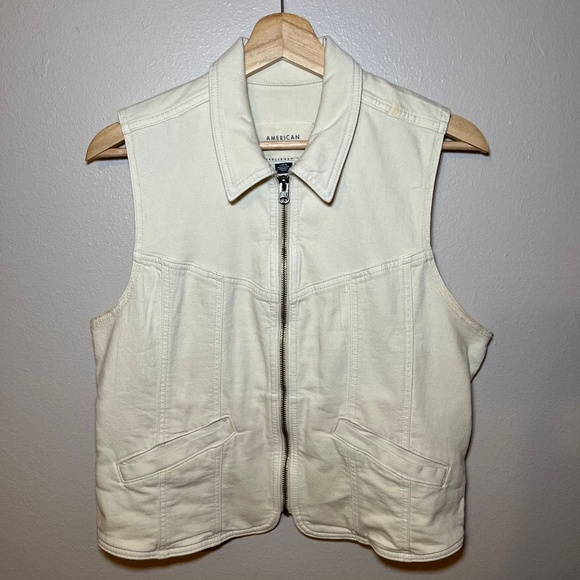 American Eagle Jean Vest Zip up - Picture 1 of 3